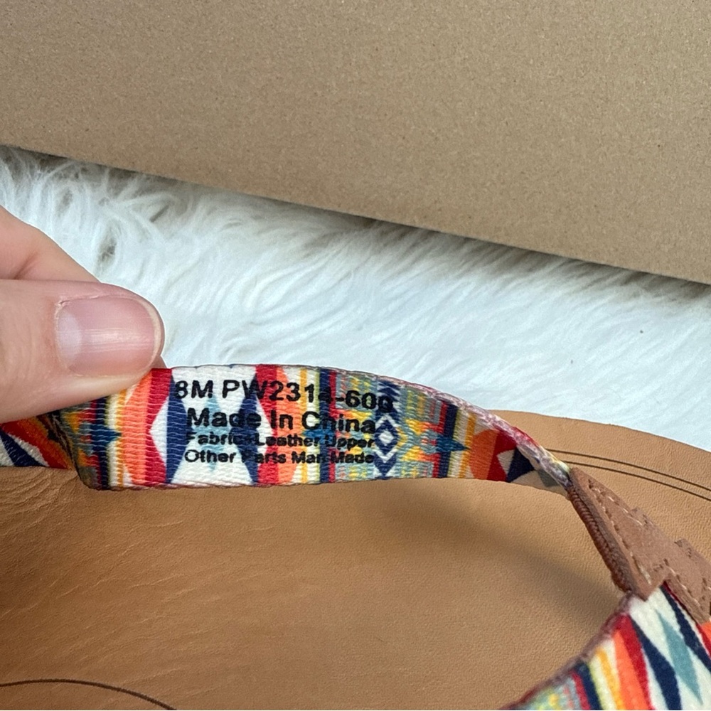Pendleton Fire Legend Leather And Fabric Southwest Print Thong Sandals 8 NEW! - Picture 5 of 7